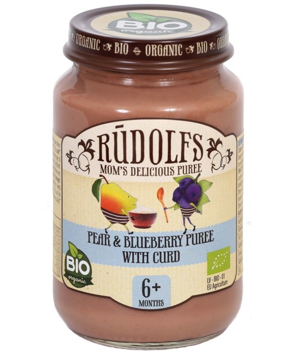RUDOLFS BIO Hruška, borůvky, tvaroh 190 g - Hruška, borůvky, tvaroh 190 g