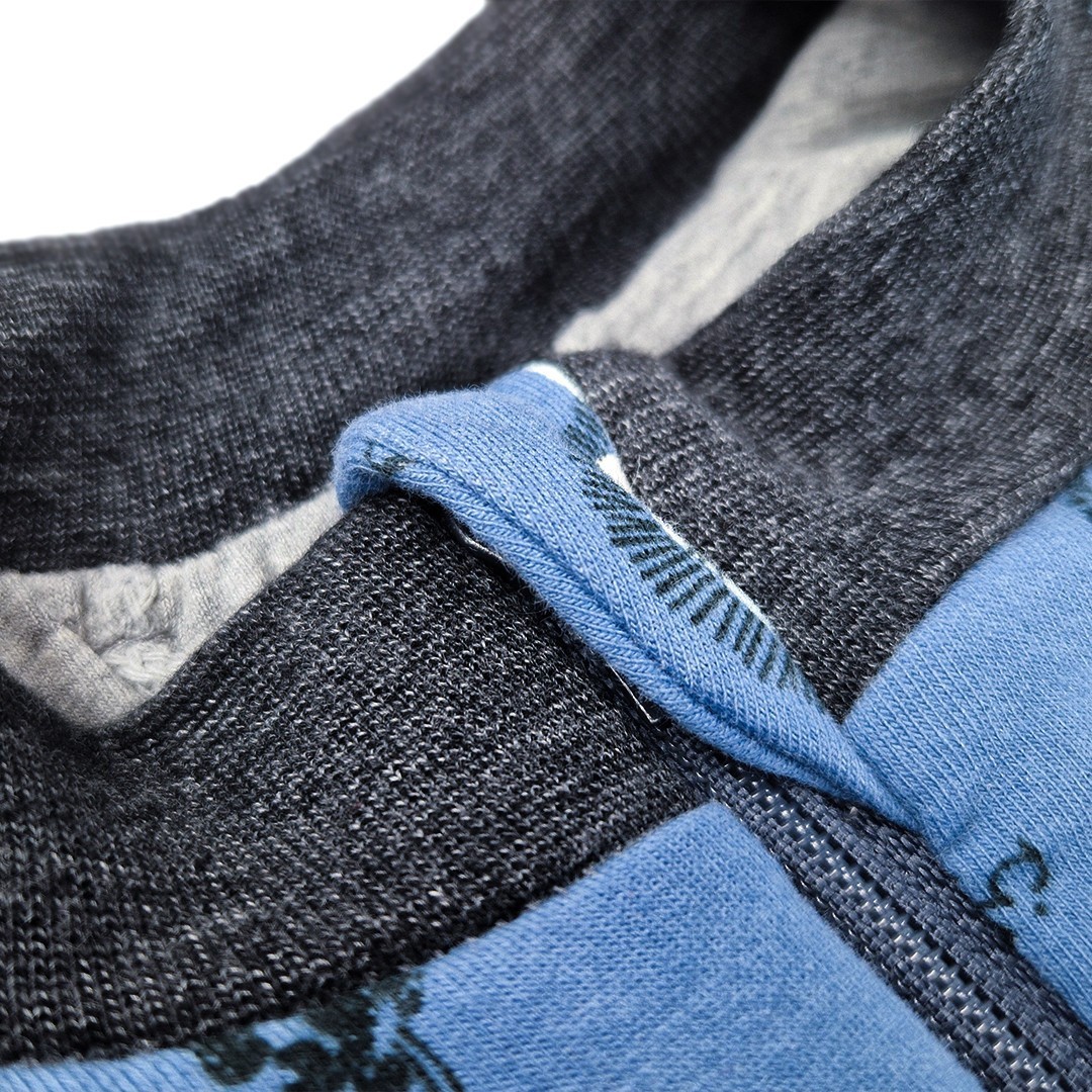 LITTLE ANGEL Mikina podšitá Outlast® - denim lvíčci/šedý melír