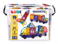 LUDI Magnetická stavebnice s auty 63 ks