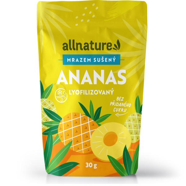 ALLNATURE Ananas sušený mrazem kousky 30 g - Ananas sušený mrazem kousky 30 g