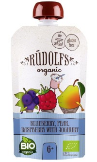 RUDOLFS BIO kapsička Borůvka, hruška, malina s jogurtem 110 g