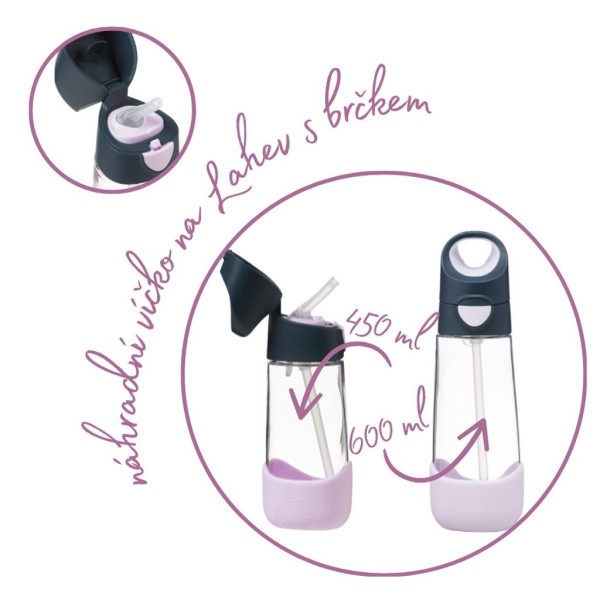 B.BOX Náhradní víčko pro Lahev na pití s brčkem - indigo/růžové