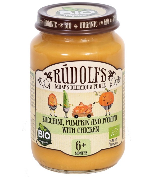 RUDOLFS BIO Cuketa, dýně, brambory s kuřecím masem 190 g - Cuketa, dýně, brambory s kuřecím masem 190 g