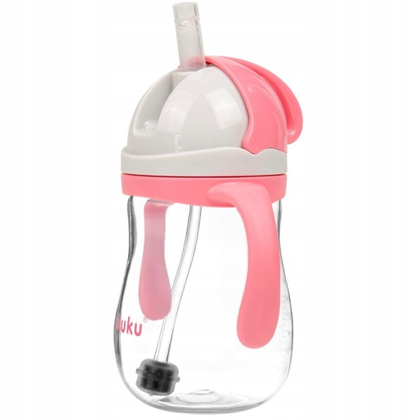 AKUKU Hrnek s ohebným brčkem a závažím 280 ml - růžová