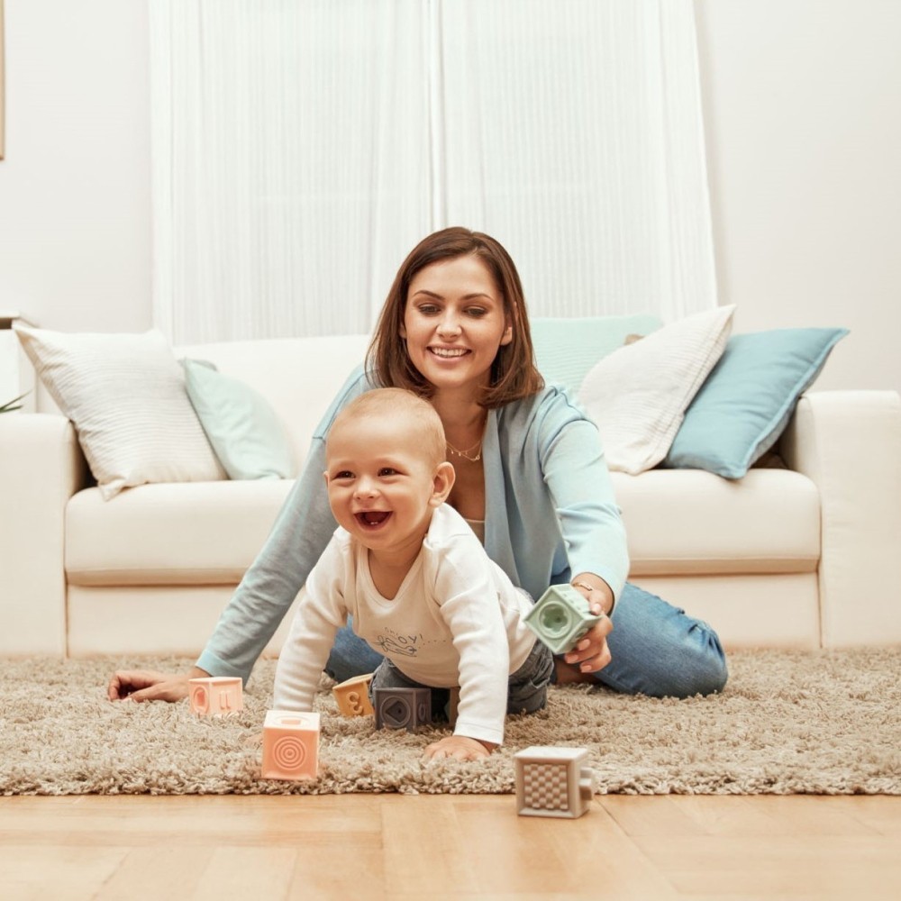 CANPOL BABIES Měkké senzorické hrací kostky 12ks