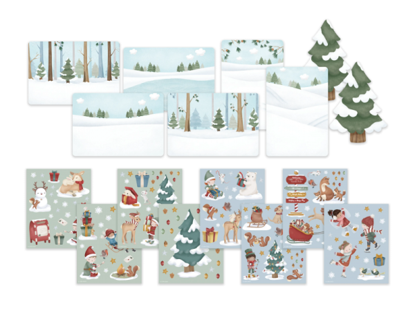 LITTLE DUTCH Sada se samolepkami Vánoční přání - Sada se samolepkami Vánoční přání