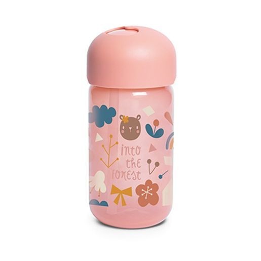 SUAVINEX | Lahvička s brčkem FOREST 340 ml - růžová
