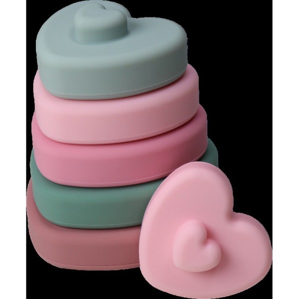 Label Label Silikonová stohovací věž Kroužky - Růžová