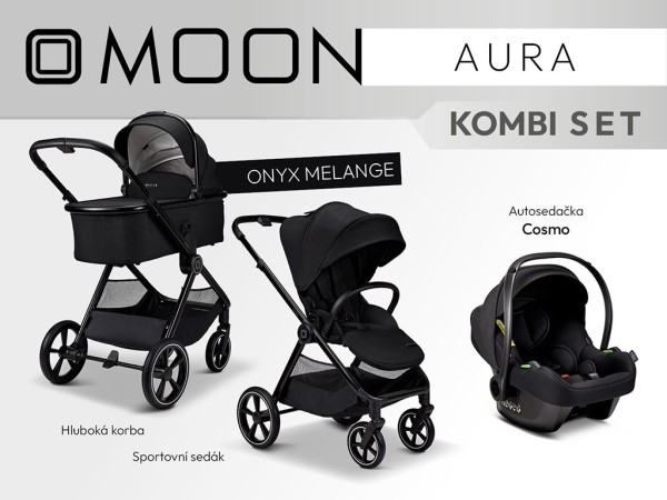 MOON AURA - Kombi + autosedačka - Onyx Melange