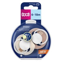 LOVI Dudlík svítící silikonový dynamický PRIME 2ks Ivory/Blush