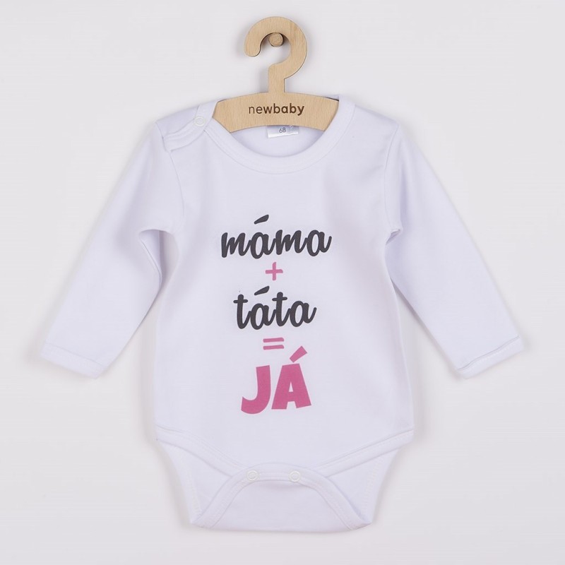 NEW BABY Body s potiskem máma plus táta rovná se JÁ