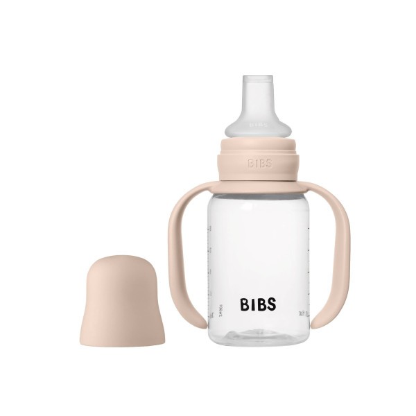 BIBS Dětská lahev se silikonovým pítkem 150 ml - Blush