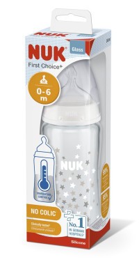 NUK FC+ láhev sklo s kontrolou teploty 240 ml