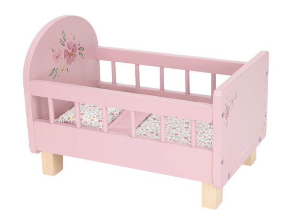 LITTLE DUTCH Postýlka pro panenky dřevěná s peřinkou Pink - Postýlka pro panenky dřevěná s peřinkou Pink