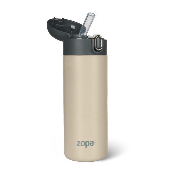 ZOPA Termoska na tekutiny s brčkem 400 ml - Cookie beige
