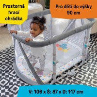 BABY EINSTEIN Postýlka s ohrádkou na hraní a klavírem 3v1 Kick & Snooze™ 0m+