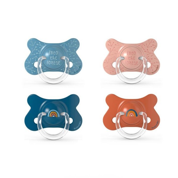 SUAVINEX | Dudlík FUSION FOREST fyziologický silikon +18m 2 ks - modrá