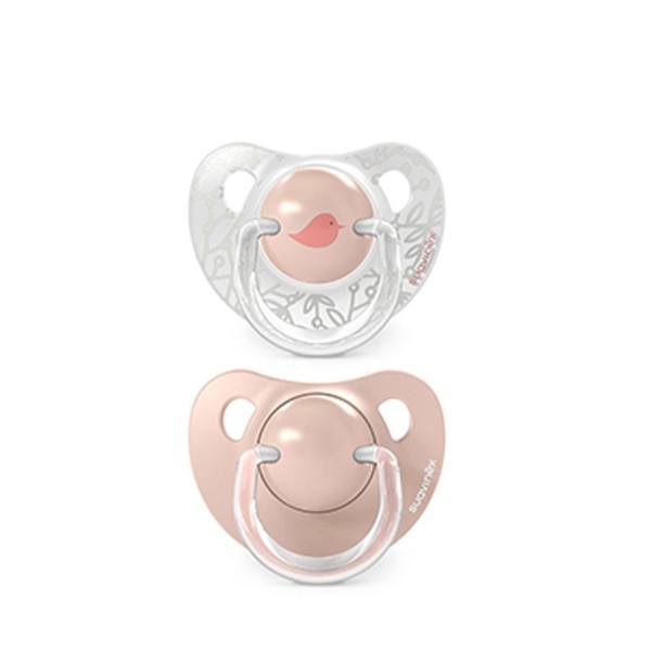 SUAVINEX  Dudlík anatomický silikon 0/6m 2 ks BIRDIES - růžový