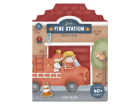 LITTLE DUTCH Knížka se samolepkami Hasičská stanice Jim