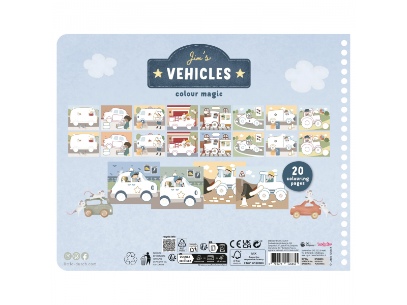 LITTLE DUTCH Omalovánky s pastelkami Doprava Jim
