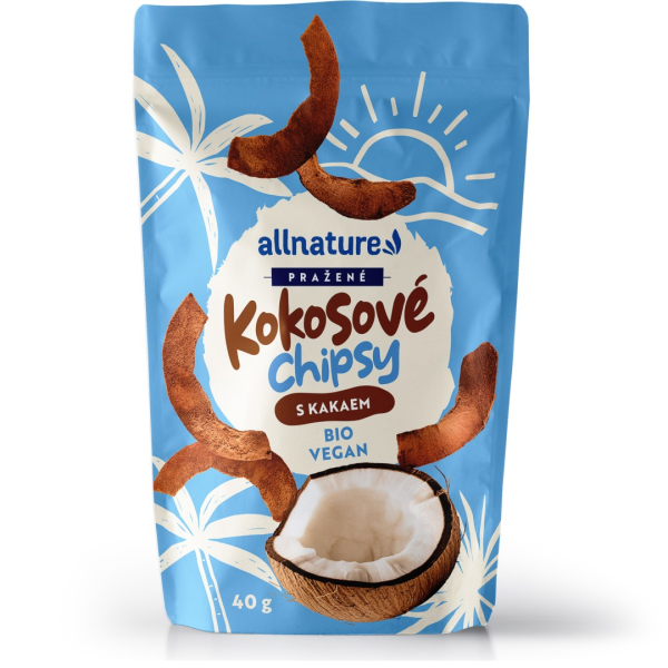 ALLNATURE Kokosové chipsy s kakaem 40 g - Kokosové chipsy s kakaem 40 g