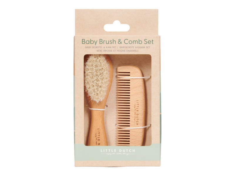 LITTLE DUTCH Dětský hřeben a kartáč dřevěný - hřeben a kartáč