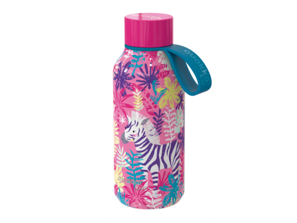 QUOKKA Nerezová termoláhev Solid Kids s poutkem 330 ml - Nerezová termoláhev Solid Kids s poutkem Zebras 330 ml