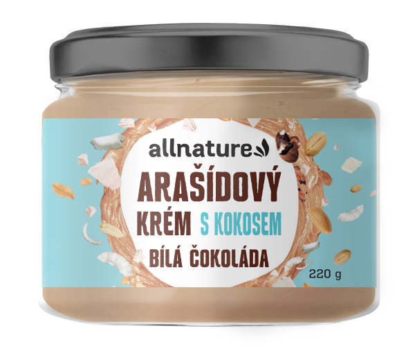 ALLNATURE Arašídový krém s bílou čokoládou a kokosem - 220 g