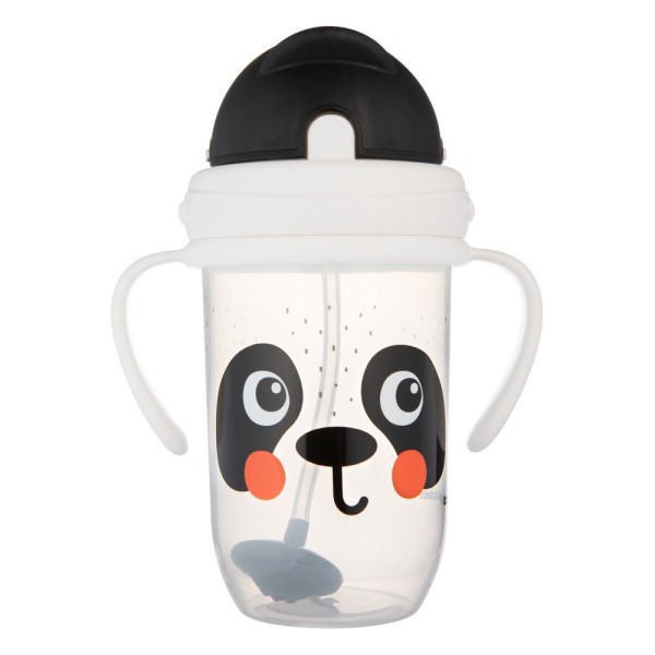 CANPOL BABIES Hrneček nevylévací se slámkou a závažím BabiesBoo 270ml - panda