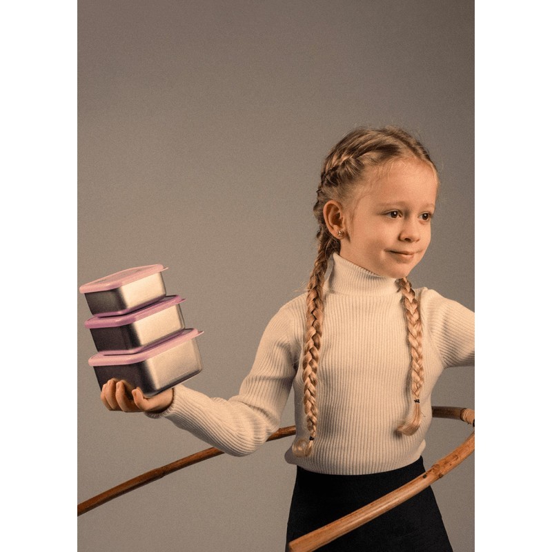 CITRON Sada 3 stohovatelných boxů z nerezu