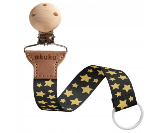 AKUKU Klip na dudlík hvězdy - zlaté hvězdy