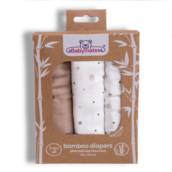 BABYMATEX Bambusová pleny 3-pack 70x70 cm - hvězdy