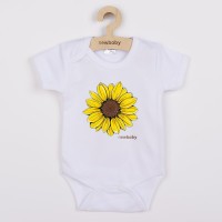 NEW BABY Dětské body s potiskem Slunečnice  - krátký rukáv
