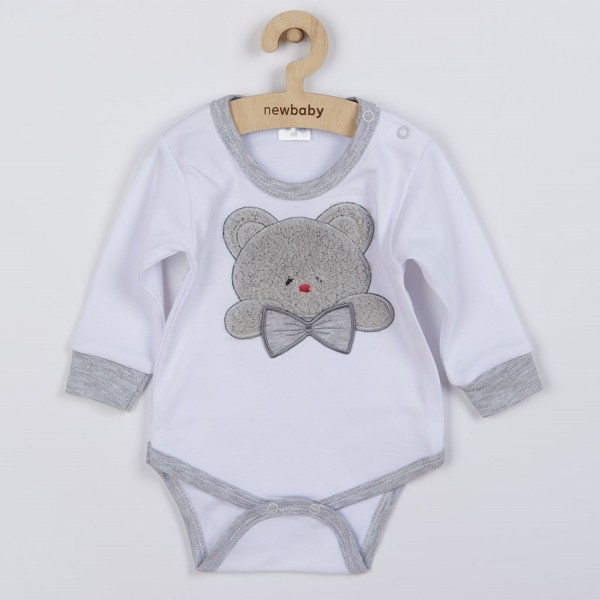 NEW BABY Luxusní kojenecké body s dlouhým rukávem Honey Bear s 3D aplikací