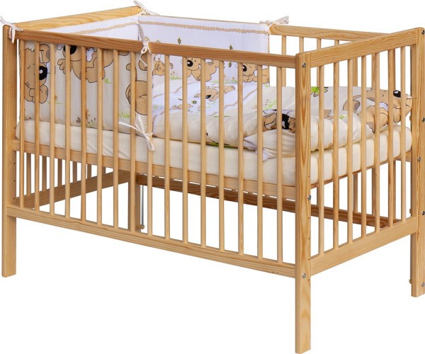 SCARLETT Dětská postýlka s kompletní výbavou 120 x 60 cm - Japy /vyndávací příčky - béžová