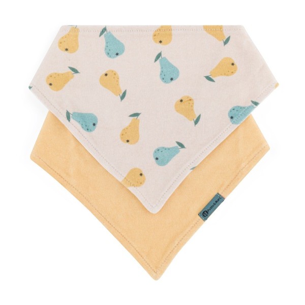 PETITE&MARS Bryndák bandana Luke 2 ks 3m+ - Beige Pears&Intense Ochre 3m+