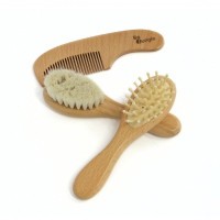 BO JUNGLE Sada dřevěných kartáčků Baby Care 3ks