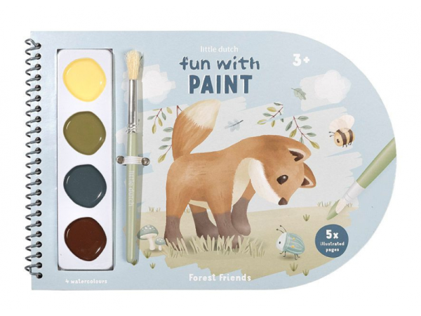 LITTLE DUTCH Omalovánky s vodovkami Fairy Garden / Forest Friends - Forest Friends