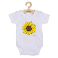 NEW BABY Dětské body s potiskem Slunečnice  - krátký rukáv