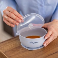 BABYONO Miska silikonová s přísavkou a víčkem 6m+