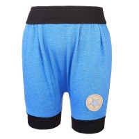 LITTLE ANGEL Šortky tenké harémky Outlast® - modrý melír