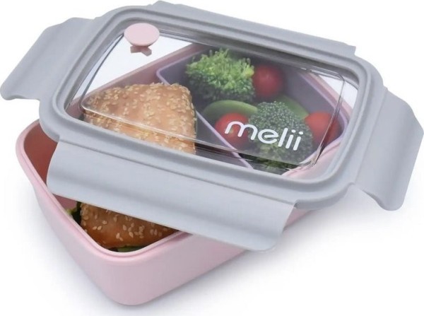 MELII Bento Box krabička na svačinu 880 ml - růžová