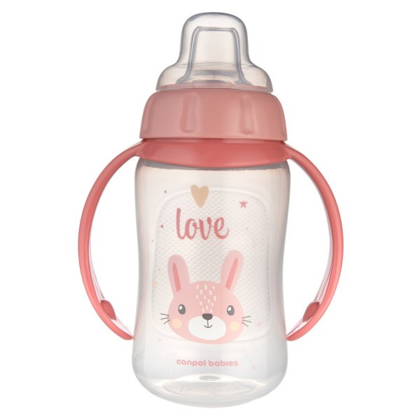 CANPOL BABIES Hrneček tréninkový CUTE ANIMALS se silikonovým pítkem 320ml