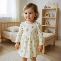 NEW BABY Kojenecké šaty z organické bavlny s dlouhým rukávem  Olivy