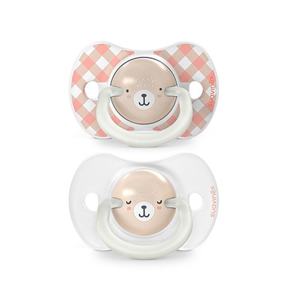 SUAVINEX Šidítko DEN&NOC fyziologické silikon WILD @ FREE 0-6 m - 2 ks - 2 ks - růžové