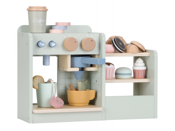LITTLE DUTCH Kávovar dřevěný velký s příslušenstvím Coffee House - Coffee House