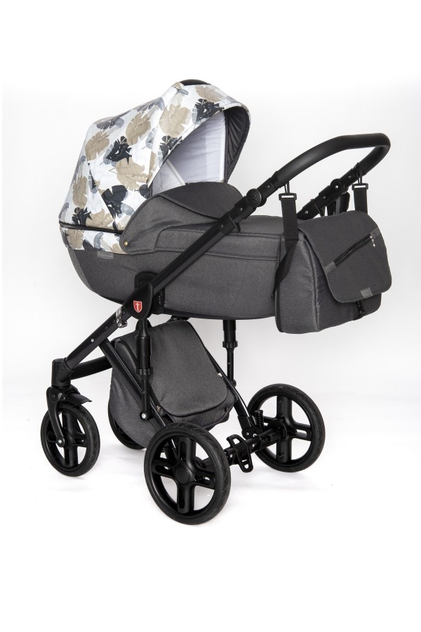 TUDORE RANGER Kombinovaný kočárek - Kočárek Tudore RANGER 10C Leaves Dark Grey
