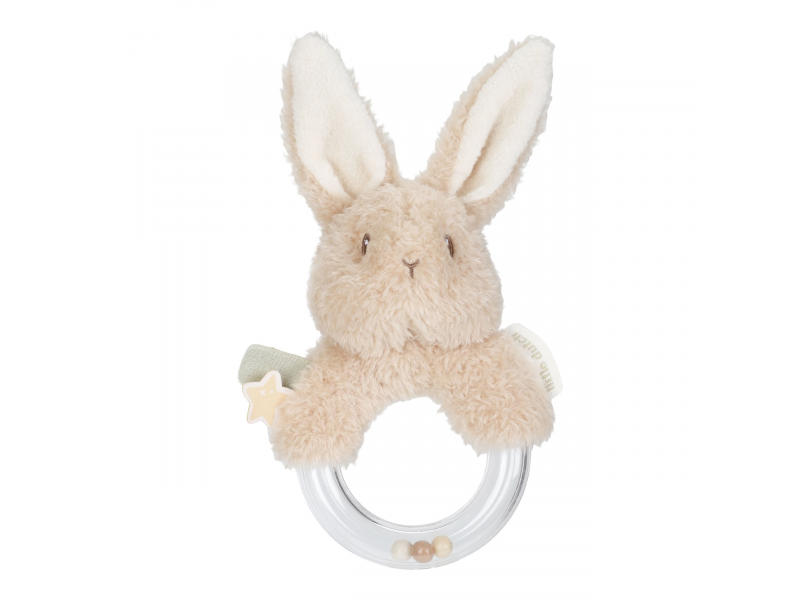 LITTLE DUTCH Chrastítko s korálky králíček Newborn Naturals