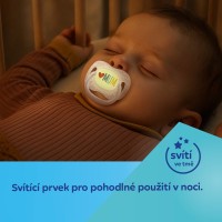 CANPOL BABIES Dudlík svítící silikonový symetrický LOVE MUM&DAD 6-18m 2ks