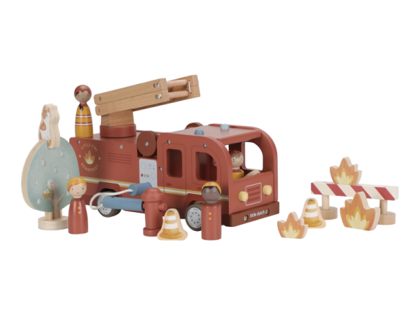 LITTLE DUTCH Hasičský náklaďák dřevěný - Hasičský náklaďák dřevěný